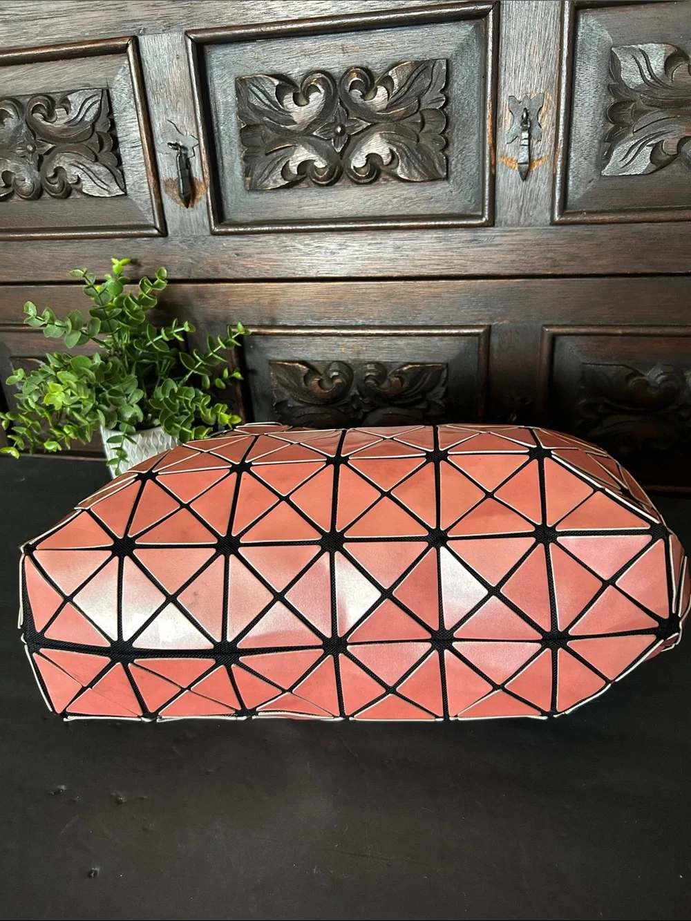 Inspired Geometric Tote Bag in Coral Pink
